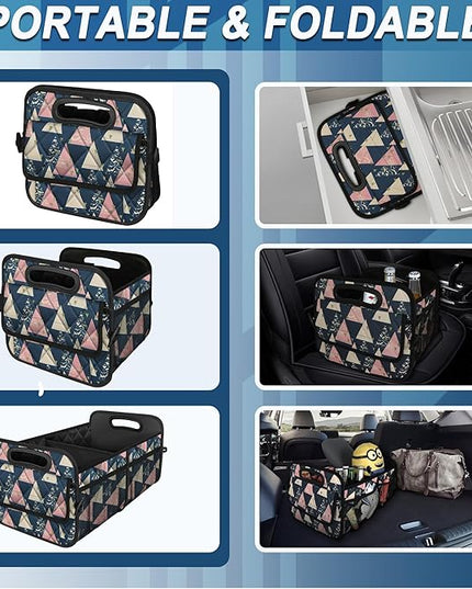Deosk Trunk Organzier and Storage with 6 Big Pocket,Car Accessories for Women/Men 50L Waterproof Polyester for Car/SUV/Minivan/Truck(Medium, Triangle)