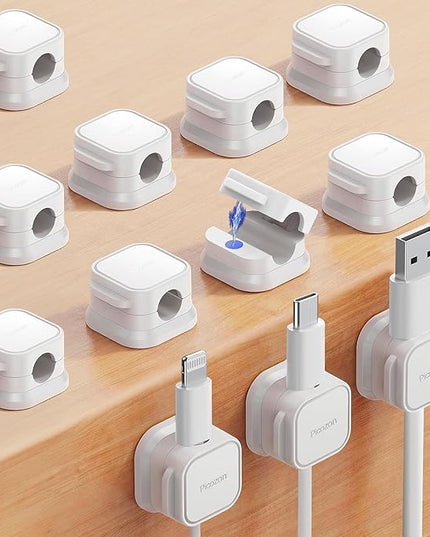 Picozon 12 Pack Magnetic Cable Clip Organizer Cord Holder, Picozon Adhesive Cable Management, Wire Phone USB Charger Cable Holder Keeper Organizer for Car, Office Home Desktop, Wall, Night Table