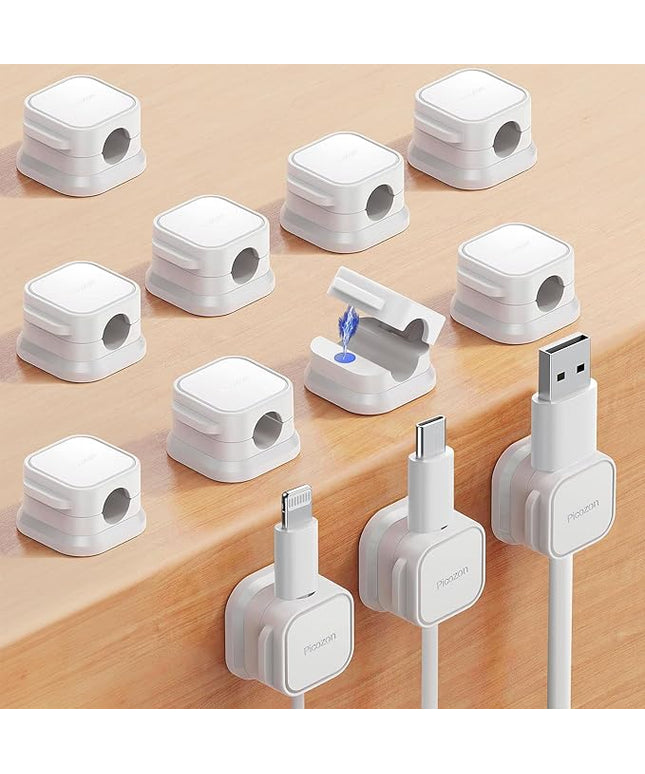 Picozon 12 Pack Magnetic Cable Clip Organizer Cord Holder, Picozon Adhesive Cable Management, Wire Phone USB Charger Cable Holder Keeper Organizer for Car, Office Home Desktop, Wall, Night Table