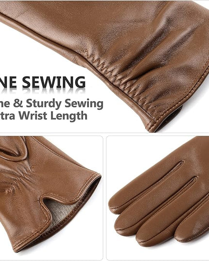 Womens Winter Leather Touchscreen Texting Warm Driving Lambskin Pure Genuine leather Gloves