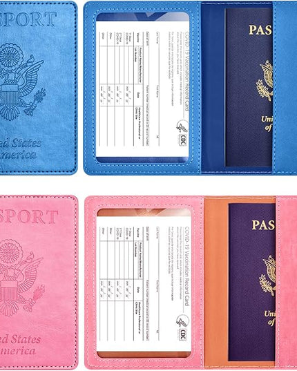 Eoehro Passport Holder for Travel Essentials-2Pack, Passport Wallet Cover Case for Travel Must Haves Accessories,Passport Book Holders for Women and Men