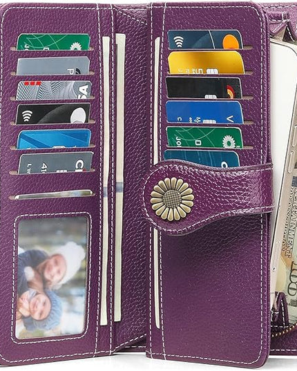 SENDEFN Wallets for Women Leather Credit Card Holder with RFID Blocking Large Capacity Wristlet | with RFID Blocking, Large Capacity, Wristlet, with RFID Blocking, Large Capacity, Wristlet