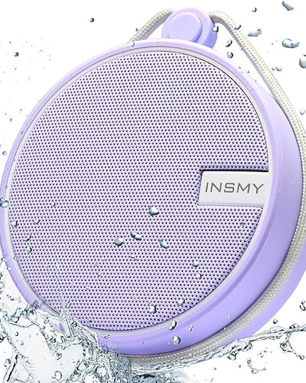 INSMY C12 IPX7 Waterproof Shower Bluetooth Speaker, Portable Small Speaker, Speakers Bluetooth Wireless Loud Clear Sound Support TF Card Suction Cup for Kayak Canoe Beach Gift (Purple)