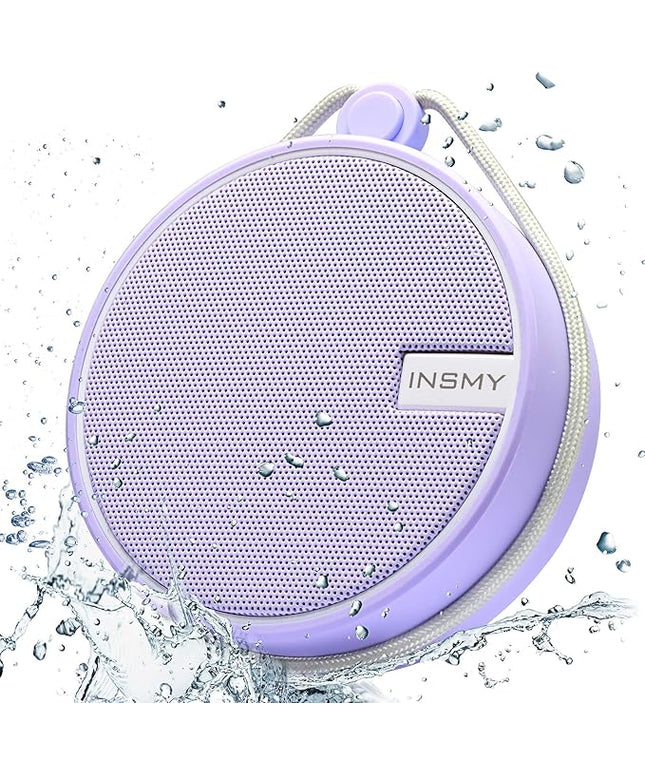 INSMY C12 IPX7 Waterproof Shower Bluetooth Speaker, Portable Small Speaker, Speakers Bluetooth Wireless Loud Clear Sound Support TF Card Suction Cup for Kayak Canoe Beach Gift (Purple)