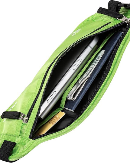 RFID Blocking Money Belt - Passport Holder & Travel Wallet, Slim Hidden Fanny Packs for Women Men - Green