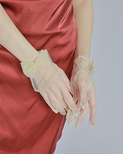 Sahabowi Satin Gloves Formal Bridal Banquet Party Wedding Opera Solid Colorful Mitten For Women