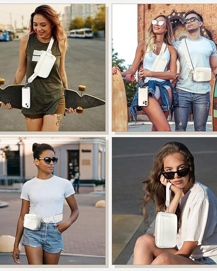 Phone Strap Crossbody, Clip and Go Strap for Phone with Wallet Crossbody, Adjustable Phone Lanyard Belt Strap with Detachable RFID Wristlet Wallet (XL-Cream)