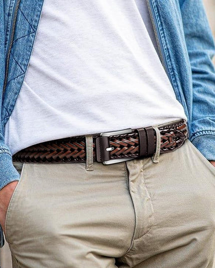 BULLIANT Mens Belts,Leather Woven Braided Belts for Gift Men Casual Jeans Golf