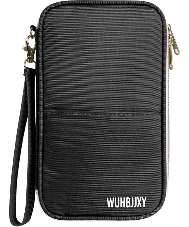 Multifunctional, Practical, RFID Family Passport holder, Travel wallet (Black), Travel document manager, Passport Bag, Three-layer Design, Multiple Pockets，Big Storage