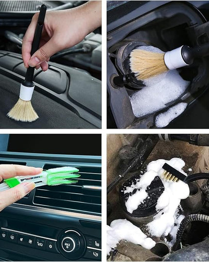 10pcs Car Detailing Kit, Premium Detailing Brush Set Includes 5 Soft Car Detailing Brushes, 3 Wire Brush, 2 Air Vent Brush for Cleaning Car Interior and Exterior Detailing, White