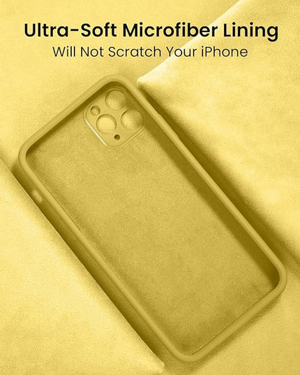 FireNova Designed for iPhone 14 Pro Case, Silicone Upgraded [Camera Protection] Phone Case with [2 Screen Protectors], Soft Anti-Scratch Microfiber Lining Inside, 6.1 inch, Yellow
