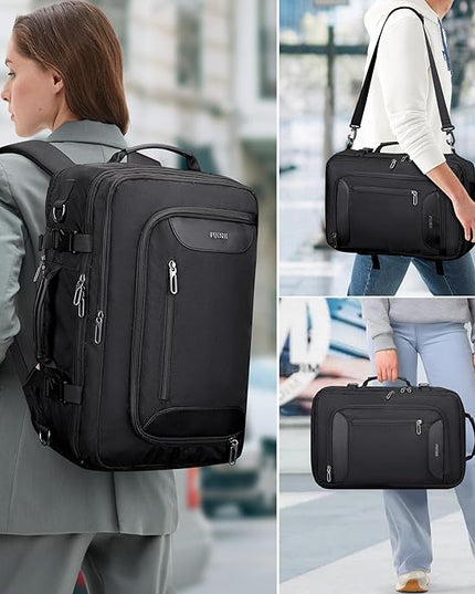 PIJUSHI Travel Backpack for Women Men Flight Approved Carry on Bag 16 inch Laptop Personal Item Daypack with Shoe Compartment(PE038 Black)