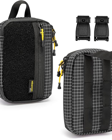 HIKEMAN EDC Pocket Organizer Pouch, Tactical Mini Small Multiple Compartments Tool Storage Bag for Men, Portable Nylon Molle Compatible Military Utility Pouch for Everyday Carry, Outdoor
