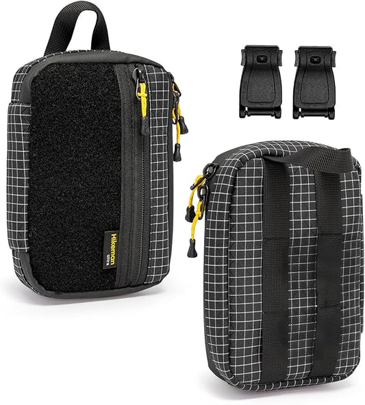 HIKEMAN EDC Pocket Organizer Pouch, Tactical Mini Small Multiple Compartments Tool Storage Bag for Men, Portable Nylon Molle Compatible Military Utility Pouch for Everyday Carry, Outdoor