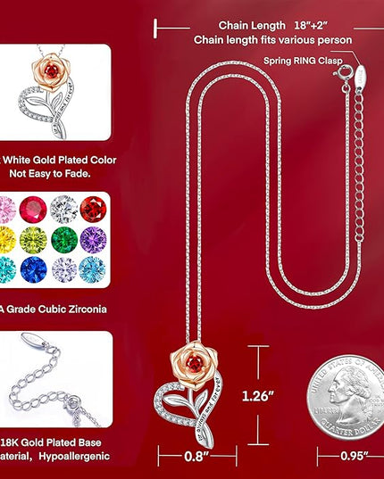 LAVALE Heart Birthstone Necklace for Women, Ideal Anniversary Birthday Gifts for Women Wife Girlfriend Her, Amazing Valentine's day Gift for Mom Women