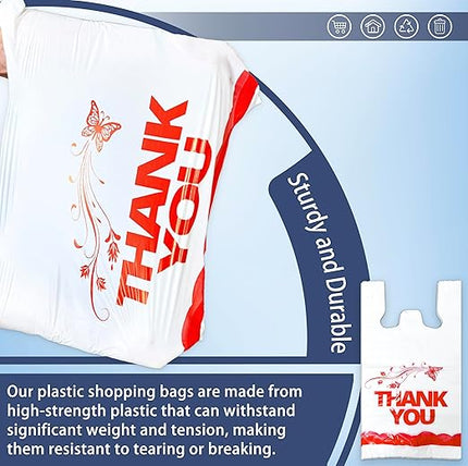YoYoRain Thank you bags, 500PCS T shirt bags, To Go Bags,Grocery bags, Reusable and Disposable,Perfect for Small Business,Take Out,Retail
