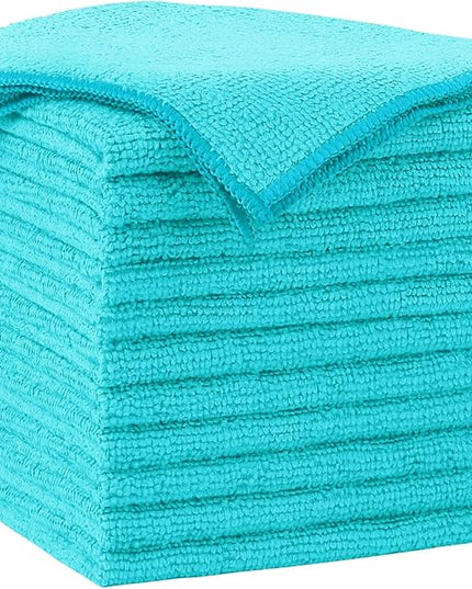 AIDEA Microfiber Cleaning Cloth-12PK, Soft Microfiber Towels for Cars, Absorbent Cleaning Rags, Lint-Free Streak-Free Wash Cloths for House, Kitchen, Window(12in.x12in), Blue