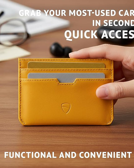 Vaultskin MOORGATE Slim Card Holder - Minimalist Leather Wallet, RFID Blocking Sleeve, Fits Front Pocket, for Men and Women