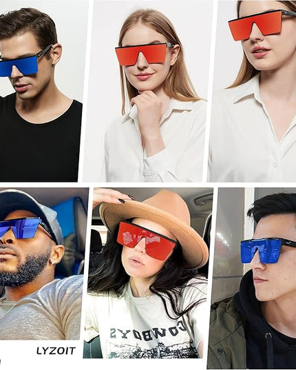 LYZOIT Square Oversized Sunglasses for Women Men Big Flat Top Fashion Shield Large UV Protection Rimless Shades