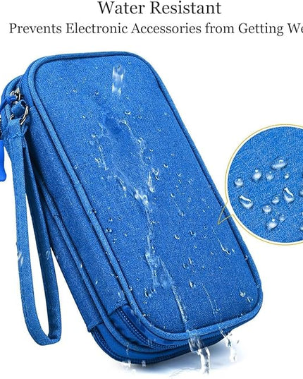 Electronics Accessories Organizer Pouch, Electronic Organizer Travel Case Cable Organizer for Cable, Charger, SD Card, Business Travel Gadget Bag (Blue)