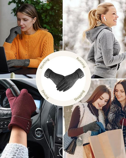 Clothirily Winter Gloves for Women, Touchscreen Texting Winter Gloves Women, Fleece Lined Warm Winter Glove for Cold Weather