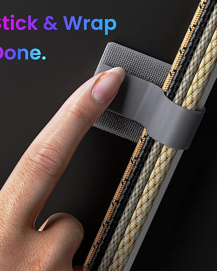 Hook and Loop Cable Ties, Self Adhesive Hook and Loop Cable Straps, Sticky-back Cord Organizer, Cable Clip, Household & Office Essentials, 40Pcs per Pack