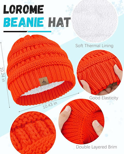 Winter Beanie Hat Scarf Gloves, Warm Fleece Knit Hats Touch Screen Gloves Neck Scarf Set Winter Gifts for Unisex Adult