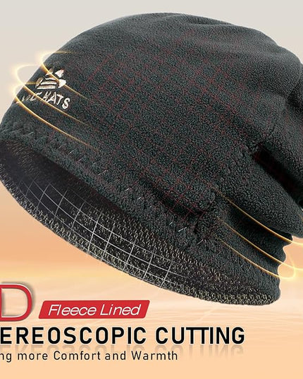 Lvaiz Mens Winter Beanie Hat Warm Fleece Lined Skull Cap for Men Reversible Women Windproof Watch Hat Knit Warm Unisex Beanie