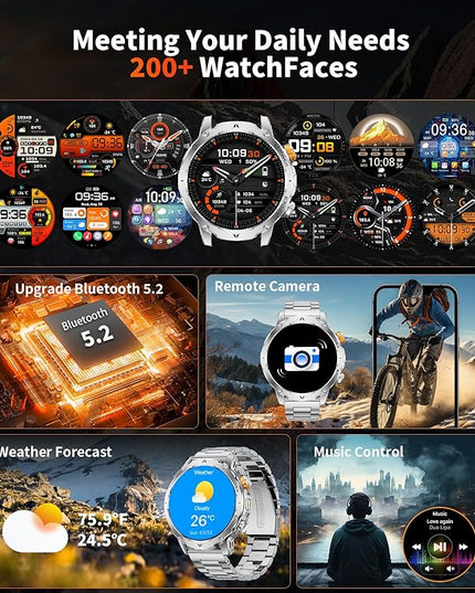 LIGE Smart Watch for Men with 1000mah,1.7" Smartwatch with 100+ Sports Modes,Flashlight,Health Tracker,IP68 Waterproof, Smart Watch for Android iOS Silver