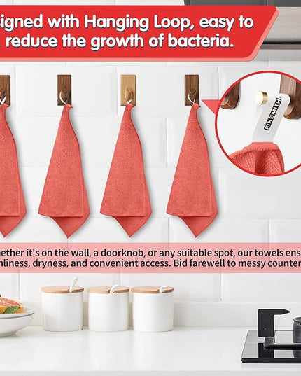 FIXSMITH Red Microfiber Cleaning Cloth -Pack of 8, Highly Absorbent Cleaning Rags, 16"X12" All Purpose Cleaning Towels for Housekeeping, Kitchen, Car, Lint Free and Reusable Microfiber Towels
