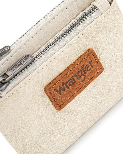 Montana West Wrangler Coin Purse for Women RFID-blocking Floral Embossed Change Pouch Wristlet Wallet Lightweight Portable Wallets White