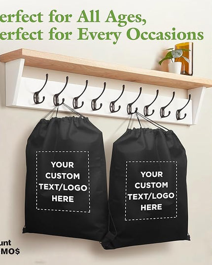 DISCOUNT PROMOS Custom Non-Woven Drawstring Backpacks Set of 10/50/100, Personalized Bulk Pack