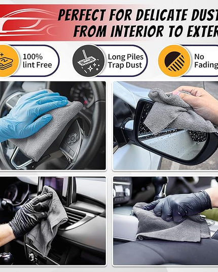 FIXSMITH Shop Towels, Pack of 200, Grey Microfiber Cleaning Cloth Bulk, Microfiber Towels for Cars, All-Purpose Absorbent Cleaning Rags, Dust Cloth for Automotive, Mechanic, Garage, 11.5 x 11.5 inch