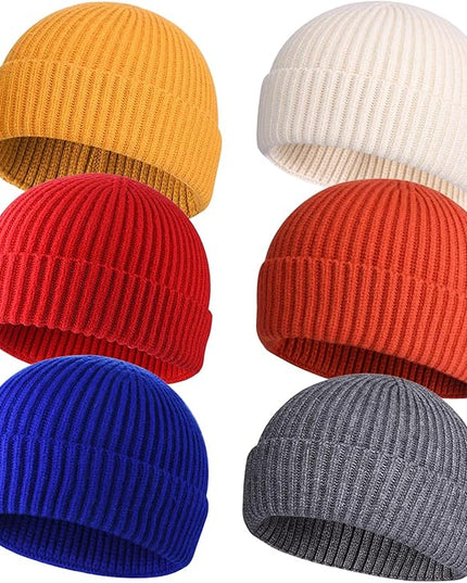 ROYBENS 4 Pack Wool Fisherman Beanies for Men, Knit Short Watch Cap Winter Warm Hats