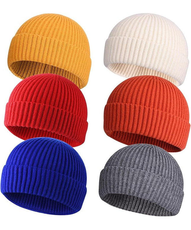 ROYBENS 4 Pack Wool Fisherman Beanies for Men, Knit Short Watch Cap Winter Warm Hats