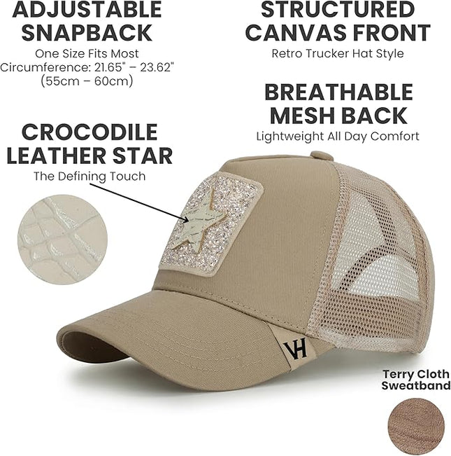 VINTAGE HAVANA Trucker Hats Women | Mesh Adjustable Snapback Hat | Men & Women Cute Trendy Fashion Baseball Cap