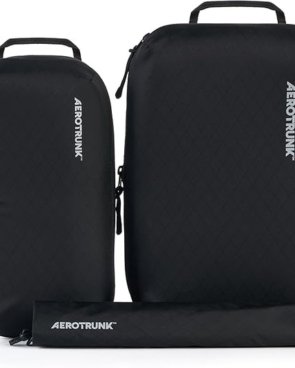 Aerotrunk Ultralight Compression Packing Cubes - Lightweight Travel Organizers for Suitcases and Luggage (3-Pack, Black)