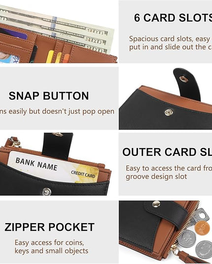 yiijay Small Wallet for Women RFID Blocking Tassle Bifold Slim Thin Leather Wallet Credit Card Holder Wallet Ladies Mini Wallet with Widened Zipper Pocket