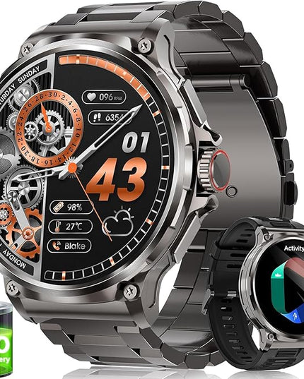 LIGE Military Smart Watch for Men,1.85" HD/800mAh Battery Smart Watches for Android iOS (Bluetooth Call Answer/Calls) Fitness Tracker with Heart Rate/Sleep Tracking Black