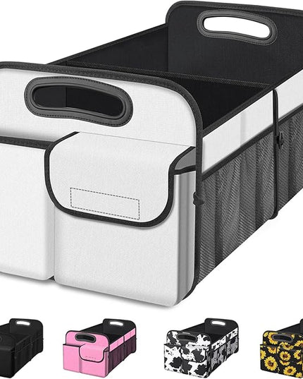 Femuar Car Trunk Organizer, Car Storage Organizer with Large Capacity Waterproof Collapsible Trunk Organizer for Car Suv/Jeep/Sedan (Beige, Standard)