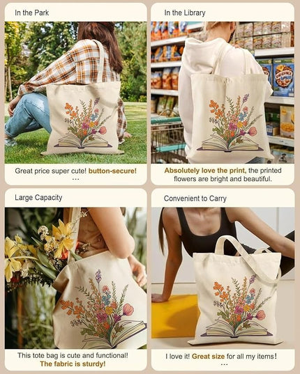 Canvas Tote Bag with Zipper Handles for Women Bridesmaid Birthday Wedding Mother Ladies Shopping Gift Bags