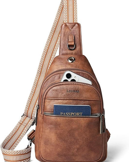 Sling Bag For Women Faux Leather Small Casual Daypack Backpack Fanny Pack Crossbody Chest Bags Purse