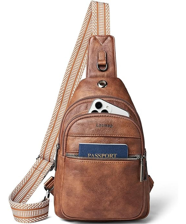 Sling Bag For Women Faux Leather Small Casual Daypack Backpack Fanny Pack Crossbody Chest Bags Purse