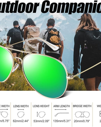 Joopin Polarized Metal Aviation Sunglasses Men, Classic Military Sun Glasses Women, Rectangle Shades UV400 Protection Costume