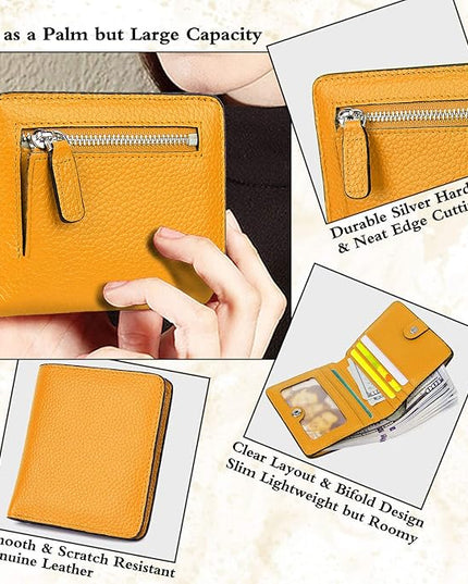AINIMOER Small Leather Wallet for Women, Ladies Credit Card Holder RFID Blocking Women's Mini Bifold Pocket Purse