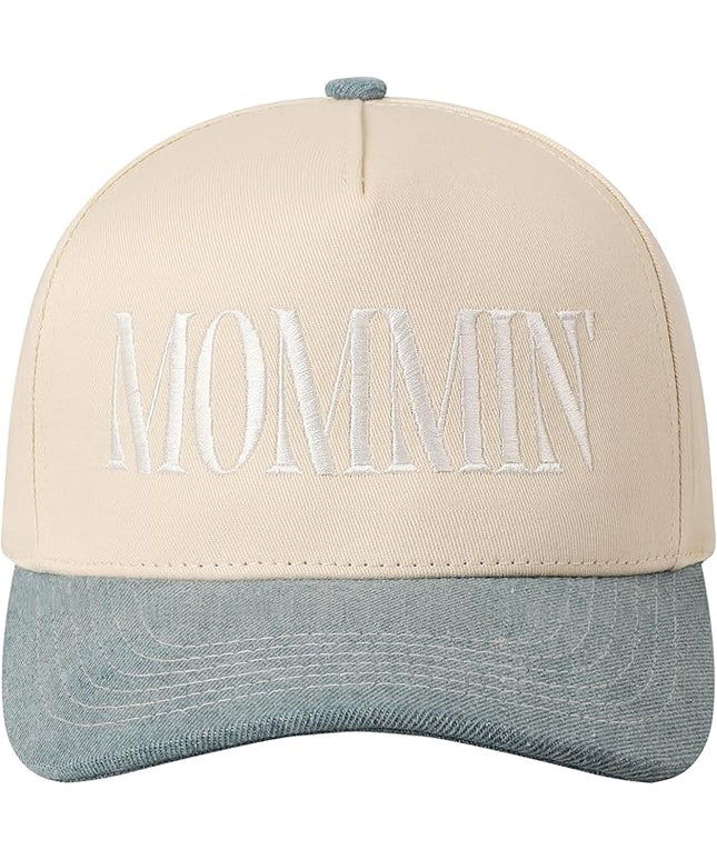 MIRMARU Two-Tone Vintage Canvas Trucker Hats for Men & Women, Adjustable Size Baseball Caps with Trendy Embroidered Design