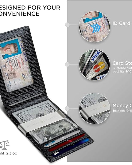 SERMAN BRANDS Mens Money Clip Wallet. RFID Blocking Slim Front Pocket Wallets for Men, Full Grain Leather RFID Minimalist Card Holder | RFID Blocking, Slim, Front Pocket, RFID, Minimalist, Card Holder