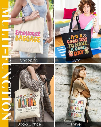 AUSVKAI Canvas Tote Bag Aesthetic for Women, Cute Cloth Cotton Bags for College Shopping Beach Grocery and Trendy Gifts