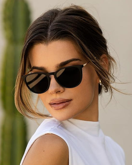 WearMe Pro Round Polarized Sunglasses for Women - UV400 Protection, Lightweight Frame, Vintage Retro Style