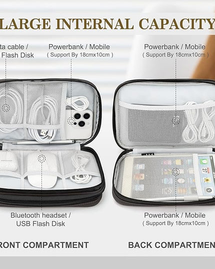 FYY Electronic Organizer, Large Travel Cable Organizer Bag Pouch Electronic Accessories Carry Case Portable Waterproof Double Layers All-in-One Storage Bag for Cable, Cord, Charger, Phone, Coffee